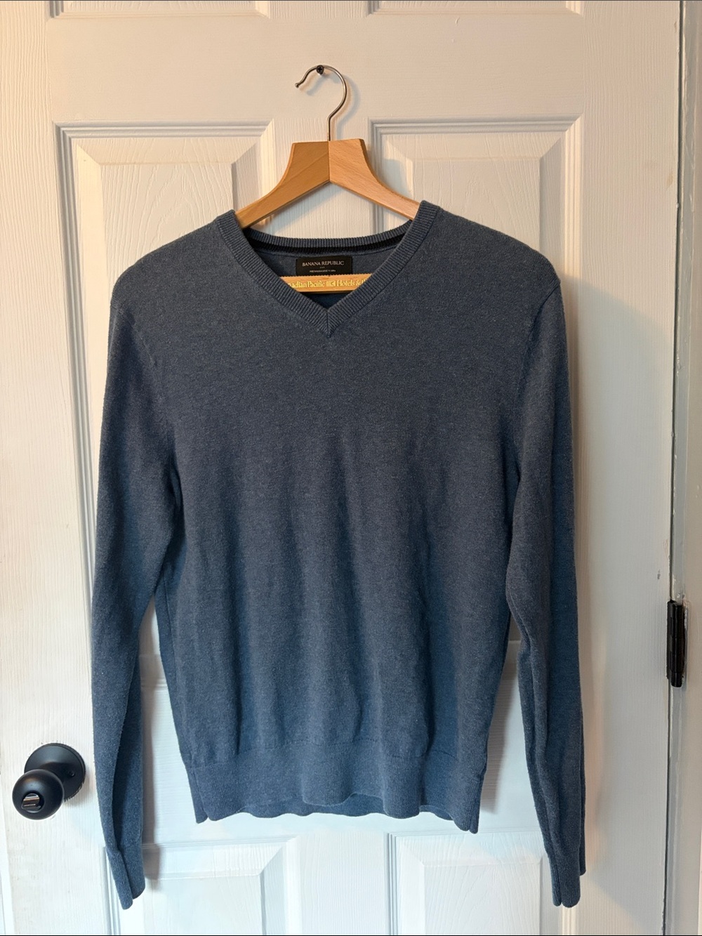Banana Republic Premium Luxe Yarn Sweater Mens Small Blue Knit Pullover Cashmere